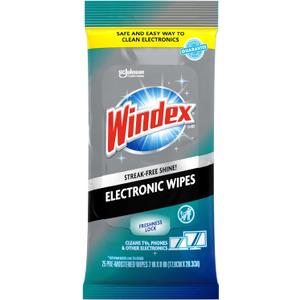 Windex Electronic Cleaning Wipes, Pre-Moistened Screen Wipes for TVs, Phones, and Other Electronics, Resealable for a Freshness Lock, 25 Count