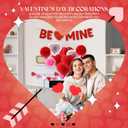 Fulmoon 13 Pcs Valentine Paper Kit Party Decorations, Valentine's Day Decorations Paper Flowers Hanging Fan Heart Craft Kit with Be Mine Banner, for Anniversary, Wedding, Engagement Party