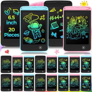 Zhehao 20 Pcs LCD Writing Tablet for Kids 6.5 Inch Colorful Doodle Board LCD Writing Board Kids Portable Electronic Drawing Board Erasable Drawing Pad Reusable Writing Pad for Kid (Black, Blue, Pink)