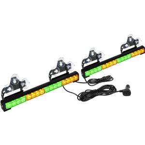 ASPL 2x16.8 inch Emergency Flashing LED Traffic Advisor Strobe Light Bar 32LED 26 Flash Patterns Interior Safety Warning Lights (Amber/Green)