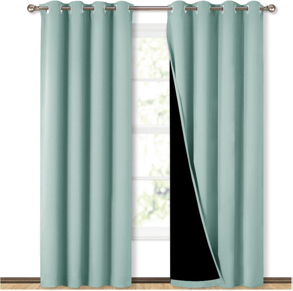 NICETOWN Aqua Blue 100% Blackout Curtain Set, Thermal Insulated & Energy Efficiency Window Draperies for Guest Room, Full Shading Panels for Shift Worker and Light Sleepers, 52W x 84L, 2 PCs (52"W x 84"L (Pack of 2), Aqua Blue)