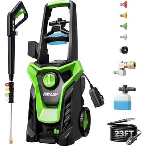 Pressure Washer, Power Washer with GFCI Safety Plug & No-Bend 360 Nozzle, 1.33 GPM Pressure Washer Complete with Foam Cannon & 4 Nozzles for Car & Home