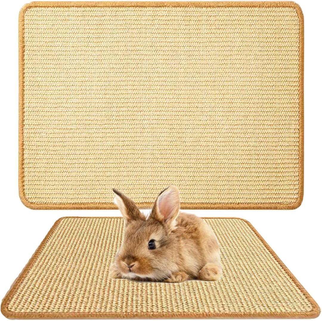 Oncpcare 3PCS Rabbit Scratch Mat - Natural Bunny Scratching Pad for Claws & Teeth Care, Cages & Pet Cage Bedding, 16x12 (16"x12")