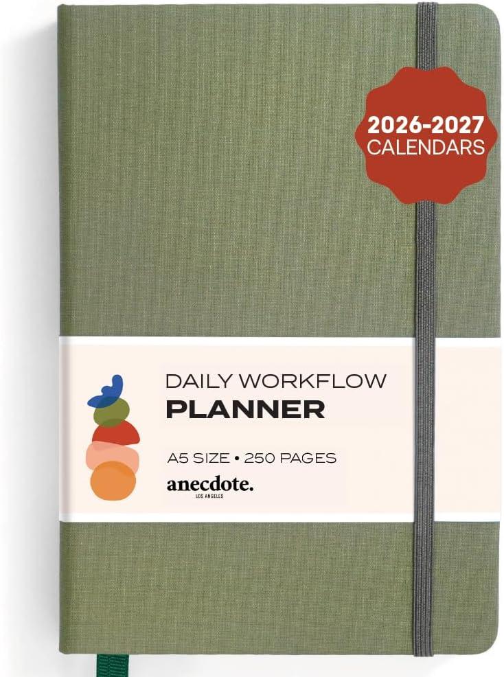 Anecdote 2026-2027 Planner: A Monthly, Weekly & Daily Planner with Calendar | 8.5" x 5.2" | Hardcover To-Do List Organizer, Planning Your Success, Start Anytime, Achieve Productivity Goals (Olive Green)