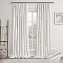 Ivory Linen Blackout Curtains for Bedroom 96 Inch Length 2 Panels Set Back Tab Pocket Neutral Farmhouse Living Room Darkening Curtains Track System Thermal Insulated Black Out Drapes 52x96