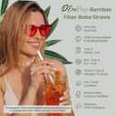 Biodegradable Jumbo Smoothie Straws, Bamboo Fiber Boba Straws - 50 PCS, Extra Wide, 100% Compostable, Plastic-Free, Eco-Friendly Large Wide-Mouthed Straw - 8.25" Long Bamboo Disposable Straw