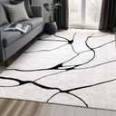 YIHOUSE Abstract Black and White Area 6'x9' - Washable Non-Slip Ultra-Thin Rug, Stain Resistant Low Pile Soft Rug for Living Room Bedroom, Modern Home Decor Conceals Floor Scratches