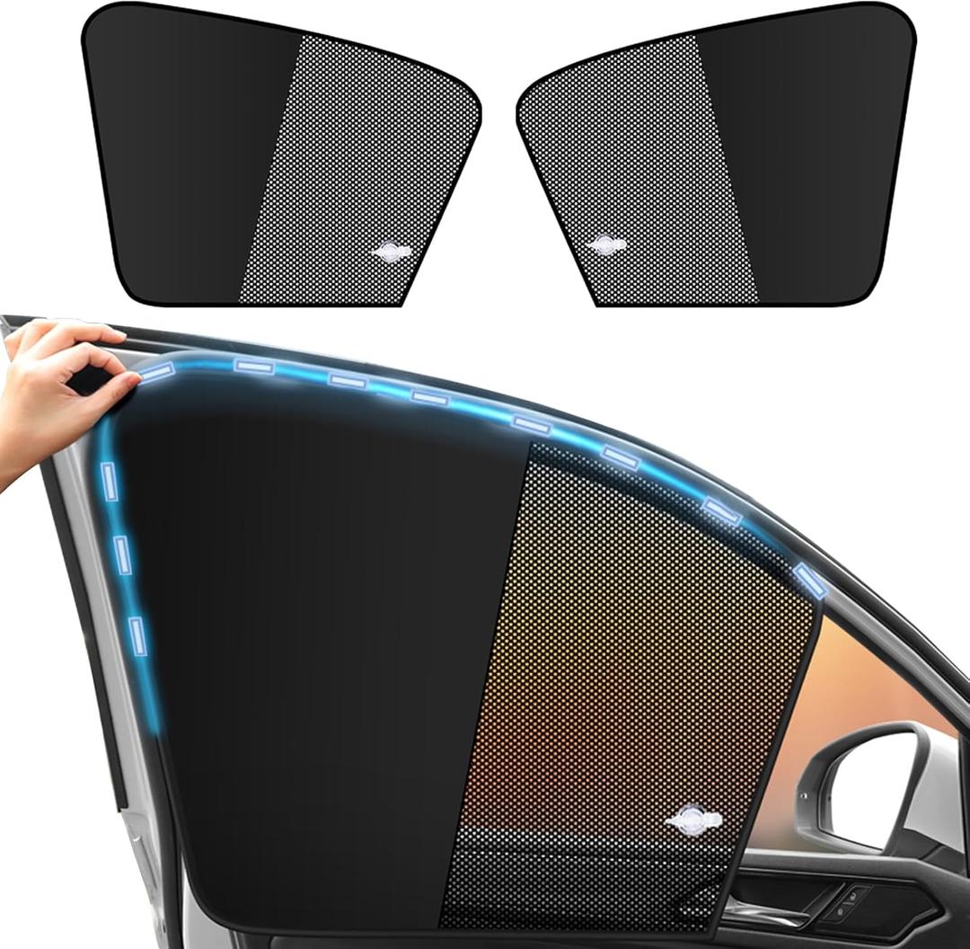 Car Window Shades for Side Window Magnetic Half Blackout & Half See-Through Driver Window Sun Shade Universal for Most Cars for Nap Camp Travel