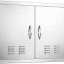 VEVOR Outdoor Kitchen Doors, 30W x 21H Inch, 304 Stainless Steel Double Doors with Vents, BBQ Access Door with 2 Detachable Handles and 6 Hooks, for BBQ Island