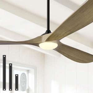 52 Ceiling Fans with Lights and Remote Control, Outdoor Ceiling Fan with Lights High CFM Quiet 3 Blade Wood Walnut Ceiling Fan, Bronze Gray