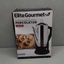 Elite Gourmet EC812 Electric 12-Cup Coffee Percolator with Keep Warm, Clear Brew Progress Knob Cool-Touch Handle Cordless Serve, Stainless Steel