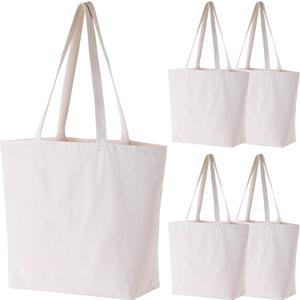 Extra-Strong Canvas Tote Bag - 18"x15"x5" Heavy-Duty Cotton Shopping Bag with Reinforced Handles for Groceries & Everyday Use