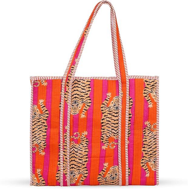 Mycrafts 100% Cotton Lightweight Shoulder Bag Tote Bag Women Reversible and Grocery Bags Stylish Travel Bag & Beach Bag