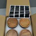 26 oz/850 ml Clear Glass Storage Canister with Airtight Wooden Lid, Small Overnight Oats Containers, Cute Decorative Salad Jar for Snacks Yogurt Spice Sugar Cereal Fruit Coffee Tea -4 Pack