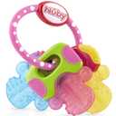 Nuby Ice Gel Teether Keys - Silicone Soothing Baby Teether Toys for Infants - Gentle for Sore Gums Colorful and Fun Toys - Safe and Durable Infant Baby Teething Toy - Pink (1 Count (Pack of 1))
