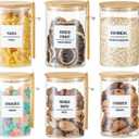 6 Pack 32oz Glass Jars with Bamboo Lids,Glass Storage Containers with Lids,Clear Airtight Food Storage Jar for Coffee,Tea,Sugar,Flour,includes 168 Pantry Labels & Spoons,3mm Thick Canisters