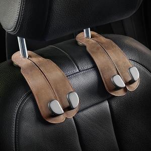Purse Hook for Car - Universal Premium Stitched Leather and Aluminum-Magnesium Alloy Double Car Seat Back Storage Hook for Purses, Handbags, Bags (2 Pack)