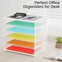 2 Pack 6 Tier Paper Organizer, Metal Mesh Desk File Folder, Letter Tray Organizer, Paper Sorter Desk Organizers for Office, Home or School File Folder Holder - White