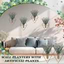 Jexine 4 Pcs Hanging Planters with Artificial Eucalyptus Metal Hanging Vase Indoor Plants Holder Modern Geometric Boho Bathroom Wall Decor for Living Room Home Office (Eucalyptus,Bronze)