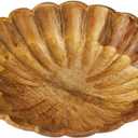 Boho Carved Wood Bowl with Scalloped Edge, Natural