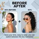 16 Inch Natural Black Water Wave Drawstring Ponytail for Black Women - Synthetic Hairpiece, Curly Wavy Extension, Natural Looking & Secure Hold, Easy to Install for Daily Party Use