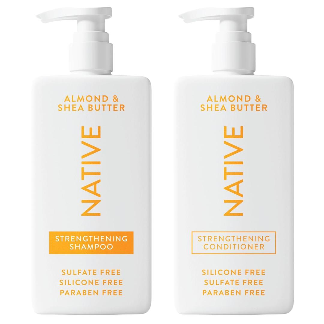 Native Shampoo and Conditioner Contain Naturally Derived Ingredients| All Hair Type Color & Treated, Fine to Dry Damaged, Sulfate & Dye Free - Almond & Shea Butter, 16.5 fl oz each (2 Pack)