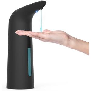 XZUO Automatic Soap Dispenser with Infrared Sensor Adjustable 4 Level Touchless Hand Soap for Kitchen, Bathroom - Battery Operated Electric Dispenser, Durable Plastic, Smart Soap Holder (400ml Black)
