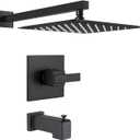 Ultrimkit 12" Rainfall Shower Faucet Compatible with Delta 13/14 Series Tub Trim Kit. (Valve& Catridge Not Inclued) (With Tub Spout, Matte Black)