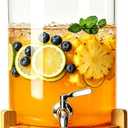 Beverage Dispenser, 2.1Gallon Glass Drink Dispenser with Stand, Stainless Steel Spigot, Ideal for Parties, Bars, Restaurants (8L/2.1 Gallon)
