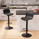 Kidol & Shellder Black Bar Stools Set of 2 Adjustable Counter Height Barstools Modern PU Leather Swivel Tall Bar Chairs Upholstered Bar Stool with Back for Kitchen Island
