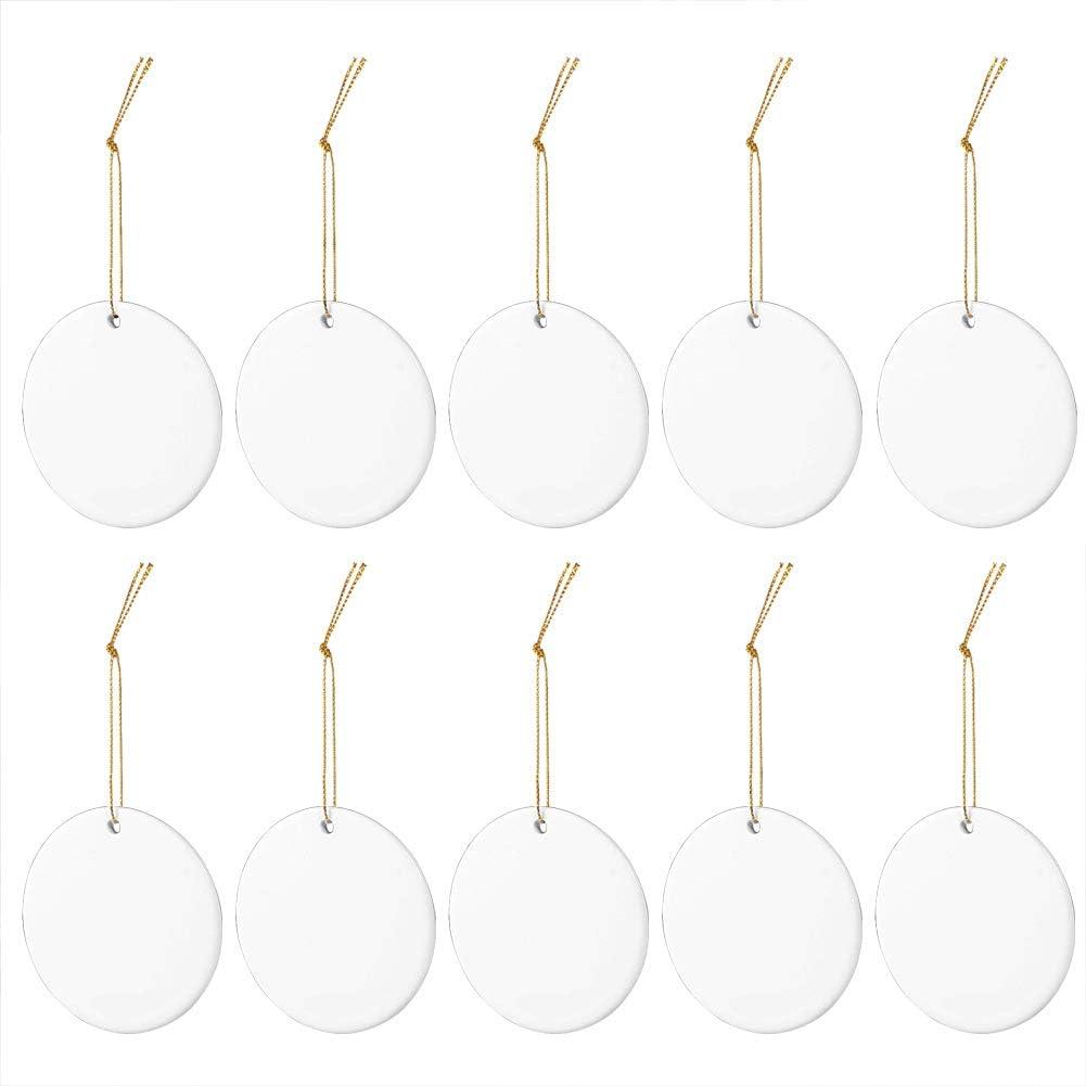 3 x 10pcs Sublimation Blanks Ceramic Disc Ornaments, Christmas Tree Decor Round Ornament for Sublimation, Blank Ceramic Ornaments (3" Round-Sublimation)