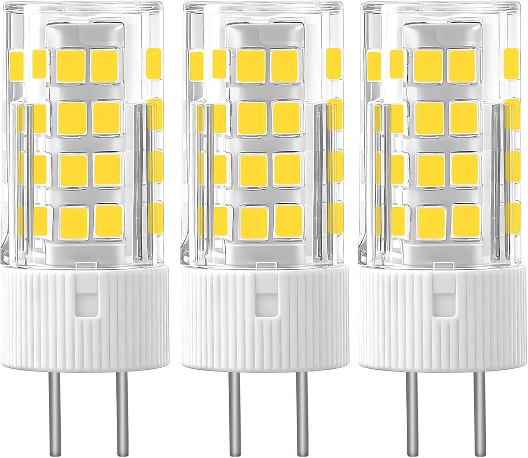 3-Pack GY6.35 LED Bulbs AC110V-130V GY6.35 Bi-pin Base T4 JCD Type 3.5W(35W Halogen Bulb Equivalent)350LM,for Desk Lamp,kitchen counters,Chandelier Light Landscape Lighting(Daylight White 6000K)