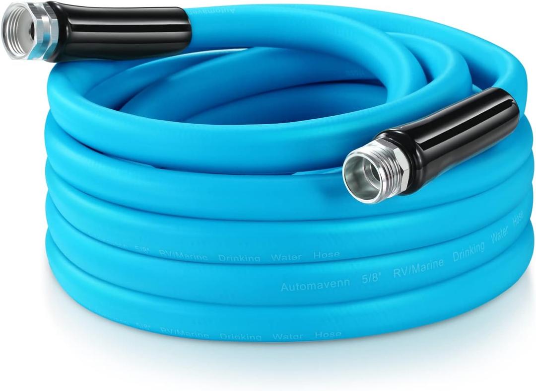 5/8" RV Drinking Water Hose 25 FT, CA65 Certified with Aluminum Fittings, Kink & Tangle Free Flexible for Camper, Garden, Boat, Trailer (25FT)