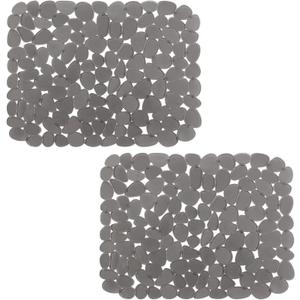 Bligli Pebble Sink Mat for Stainless Steel/Ceramic Sinks, 2 Pack PVC Sink Protectors Mats for Bottom of Kitchen Sink, Dish Drying Mat for Dishes and Glassware, 15.7 x 11.8 inch, Grey