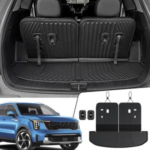 Cargo Mat with Backrest Mats 2-in-1 for 2021-2024 2025 2026 Kia Sorento 6/7 Seats Car Mat Accessories, All Weather TPE Interior Trunk Cargo Liner(Cargo Mat with Backrest Mats) Cargo Mat with Backrest Mats 2-in-1 for 2021-2024 2025 2026 Kia Sorento 6/7 Seats Car Mat Accessories, All Weather TPE Interior Trunk Cargo Liner(Cargo Mat with Backrest Mats)
