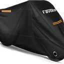 Favoto Motorcycle Cover All Season Universal Weather Quality Waterproof Sun Outdoor Protection Night Reflective with Lock-Holes & Storage Bag Fits up to 96.5" Motorcycles Vehicle Cover (Black)