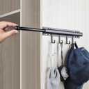 BaiNong 12 inch Valet Rod for Closets Pull Out Closet Valet Rod Slide Out Black Pull Out Clothes Hanger With 4 Hooks