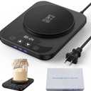 Sourdough Starter Warmer, Thermostat Control (70-100F) Sourdough Heating Mat, 0-12 Hours Timer, Heater Auto On/Off, Homemade Sourdough Bread Baking Tools for Home Kitchens (Black)