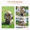 Dog Cat Stroller for Small & Medium Pets up to 55 lbs, Foldable Pet Stroller with Detachable Carrier, 4 Swivel Wheels, Adjustable Handle & Canopy