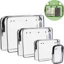 4 packs Clear Pouches for Bogg Bag Accessories Clear Beach Tote Bag Storage Travel Cosmetic Organizer (Black)