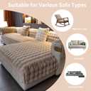 Faux Fur Couch Cover, Soft Warm Plush Sofa Couch Cover, Non Slip Sectional Sofa Slipcovers for L Shaped, Washable Furniture Protector for Kids, Dogs(Khaki, 36"x 71")