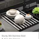 17.72" Dish Drying Rack Over the Sink, 1.28lb Heavy-Duty 304 Stainless Steel, Non-Slip Silicone Edges, Folding Space-Saving for Home & RV Kitchen, Dish Drainer, Cooling Rack & Sink Cover