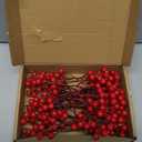 Fangoo 20 Pack 7 Inch Artificial Red Berry Picks for Christmas Tree Burgundy Red Berries Stems Holly Berry Branches Ornaments Wreath Crafts Wedding Holiday Season Winter Home Decor