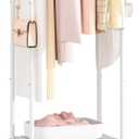 Kaitiemoo Heavy Duty Clothing Rack with Wheels,Modern Garment Rack with 3 Metal Shelves, 71.8Inches Display Rack for Hanging Clothes, Hanging Rod for Small Spaces,White