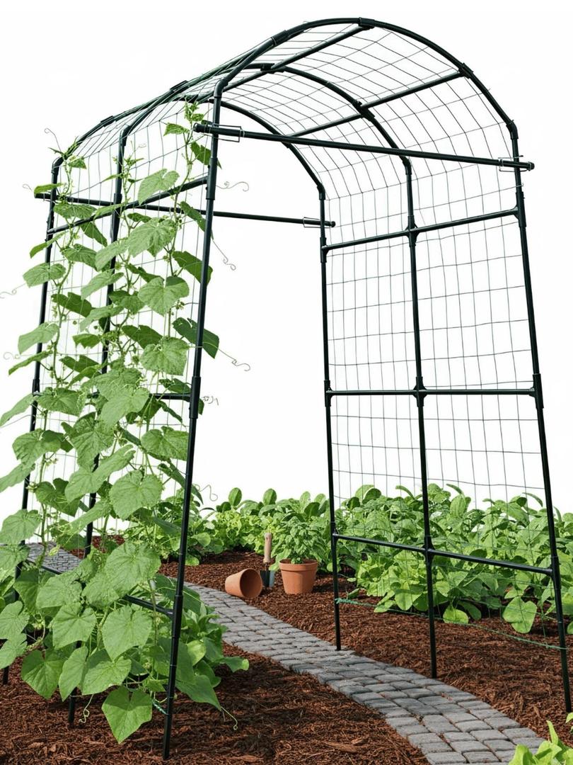 7FT Tall Stable Metal Garden Arch Trellis for Climbing Plants/Cucumber