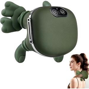Neck Massager with Finger Kneading, Deep Tissue Neck & Shoulder Massager, 4D Palm-Kneading Massage with Heat, Wearable Strap, Gentle Warmth for Stress & Tension Relief