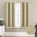 XTMYI 2 Panels Grommet Short Curtains for Bedroom, Thermal Insulated Heat Reflective Sun Blocker Neutral Bay Window Curtains Living Room, 48 Inch Length, Beige