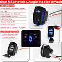 Universal 3pcs Rocker Switch LED Light & Rear Light & USB Power Charge Toggle Switch Blue Backlit 20A 12V Compatible with ATV UTV RZR Ranger Maverick Commander SUV