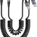 iPhone Charger Cable for Car [3FT+6FT], Coiled Lightning Cable [Apple MFi Certified] 2 Pack Lightning Cord Compatible with iPhone14 13/12/11 Pro Max/XS MAX/XR/XS/X/8/7/Plus/6S iPad/iPod-Black