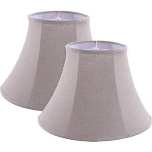 Aspen Creative 38029-2, Handsewn Bell Traditional Collapsible Spider Shade in Oatmeal Linen Fabric, 9" Top x 18" Bottom x 13" Slant, Set of 2